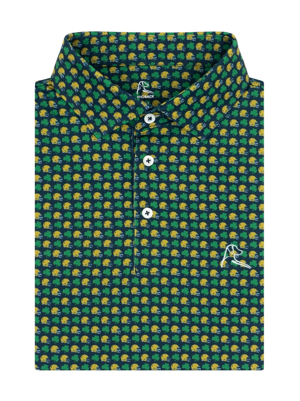 RHOBACK The Notre Dame Golden Domer Men's Short Sleeve Collegiate Polo Sz XL